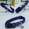 Newtensina Fashion 2-Piece Flower Pattern Dog Collar Set with Petal and Butterfly Pendants for Medium and Large Dogs - Black/Blue - M view 3