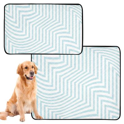 Reusable Pee Pads for Large Dogs, Extra-Large, Washable, Non-Slip, for Car and Airplane, 61 x 91.4 cm + 91.4 x 106.7 cm, Blue and White, 2-Pack