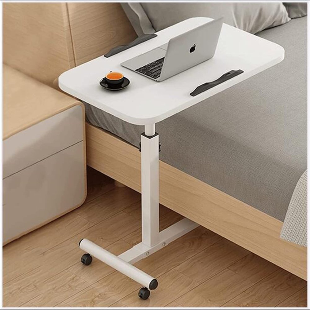 wanghaiyanBD Height-Adjustable Mobile Overbed Table with Wheels, Portable Hospital, Care and Reading Table for Bedside, Laptop, Sofa and Side Use