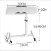 wanghaiyanBD Height-Adjustable Mobile Overbed Table with Wheels, Portable Hospital, Care and Reading Table for Bedside, Laptop, Sofa and Side Use view 2