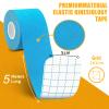 Kinesiology Sport Tape 5 x 5 cm, Waterproof and Skin-Friendly, for Knee Pain, Elbow and Shoulder, Blue/Black/Beige view 2