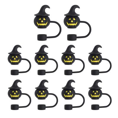 Pumpkin Straw Toppers, Halloween 3D Cartoon Straw Attachments