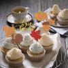 Totelux Glitter Thanksgiving Cupcake Toppers, Pumpkin, Maple Leaf & Turkey, Orange, Brown & Gold, 12 Pieces view 4