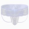Men's Thong, Transparent Brief Jockstrap, White, L view 1