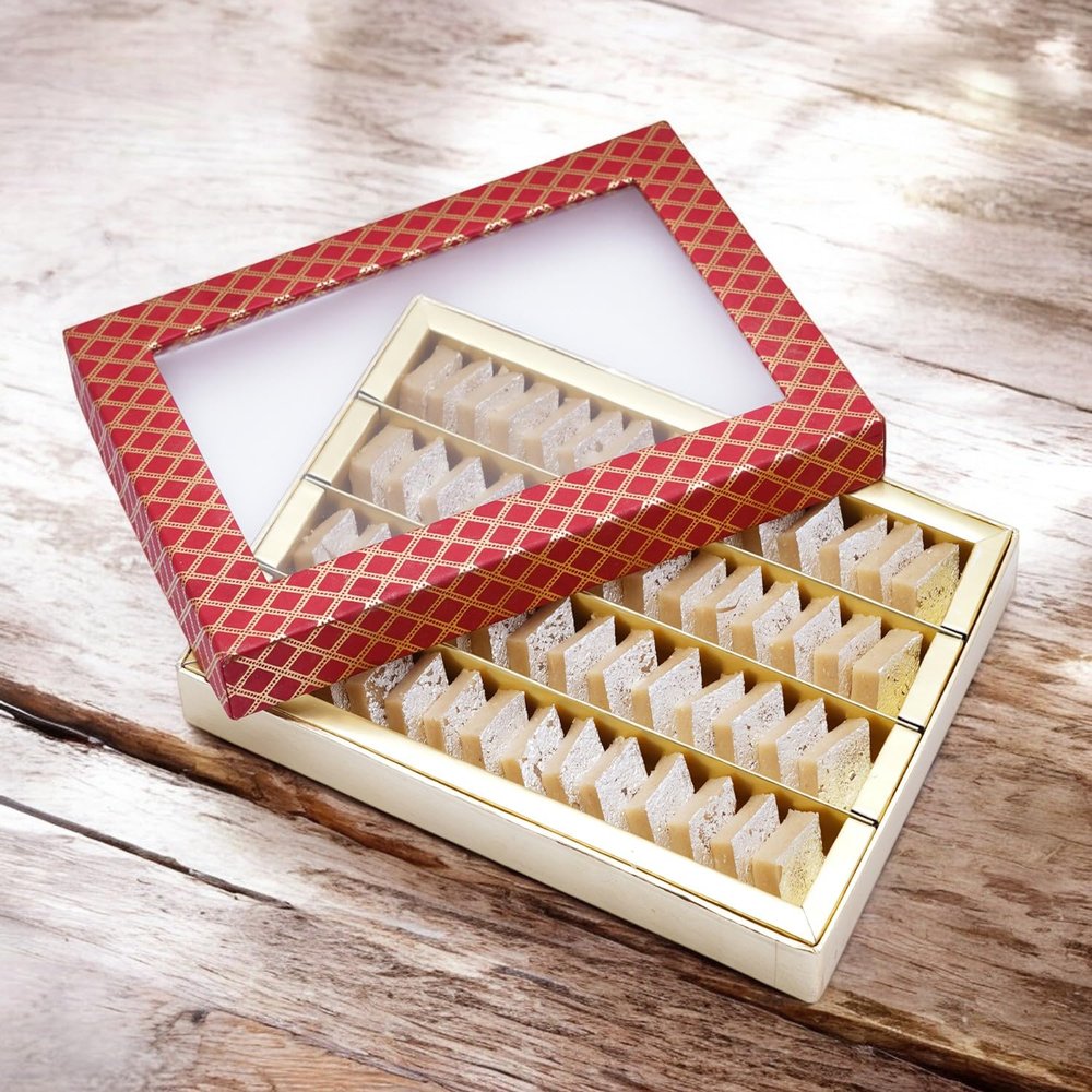 Ghasitaram Gifts Jaiccha Red Box of Mini Kaju Katlis | Gifts for Diwali, Holi, Rakhi, Valentine's Day, Christmas, Birthdays, Anniversaries, Mother's Day and Father's Day