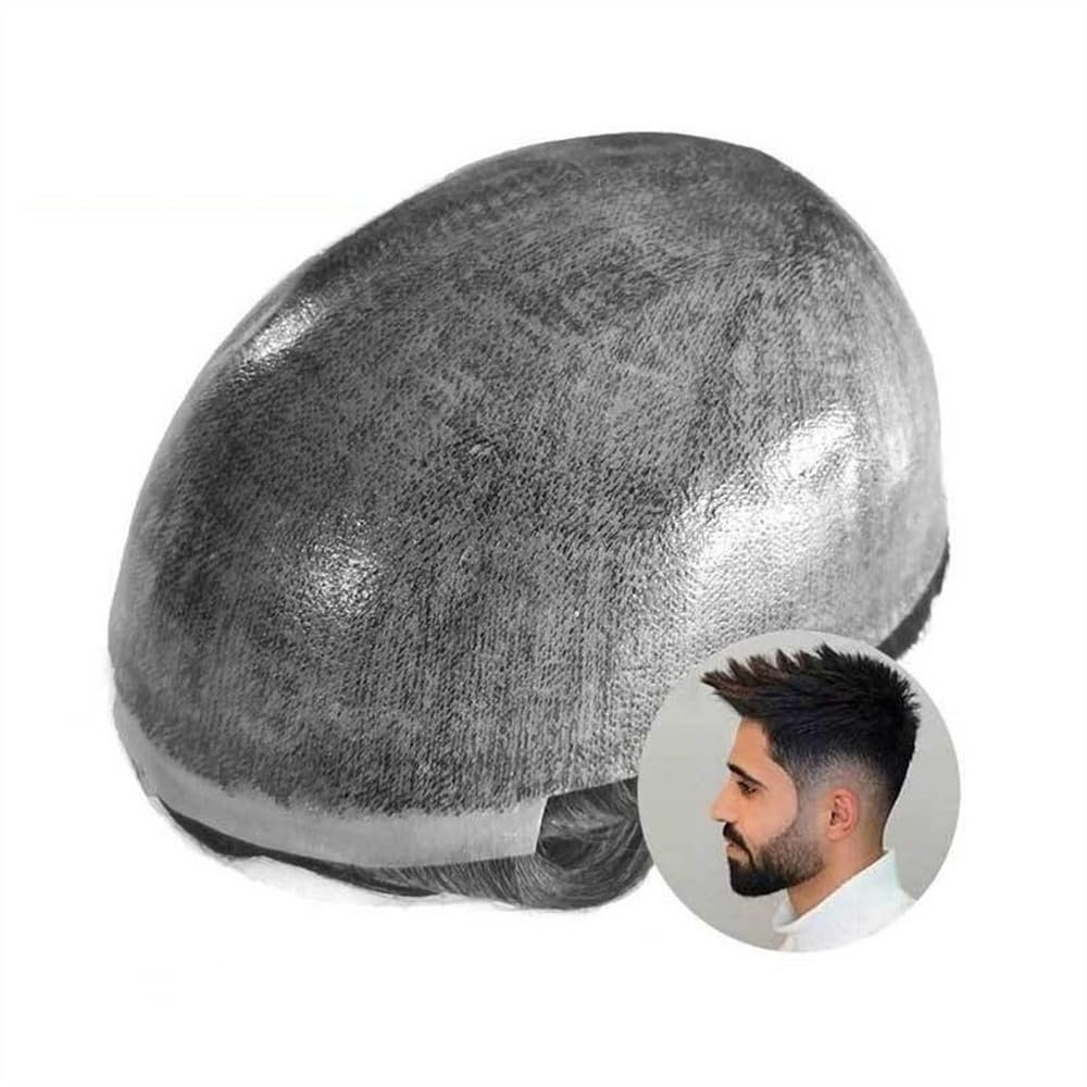 Natural-Looking Men's Hairpiece, Thin-Skin Toupee with PU Base