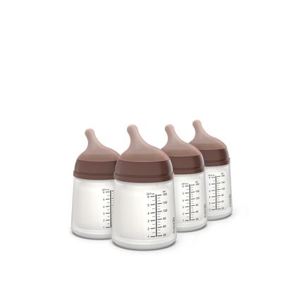 Suavinex Zero Zero Anti-Colic Baby Bottles, 4-Pack, Adaptive-Flow Silicone Nipple, 180 ml, Deep