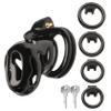 MASTER SERIES Hard Stop Chastity Cage for Beginners, Men & Couples, Easy-Lock Ventilated Design, Various Ring Sizes, 8-Piece Set, Black view 1
