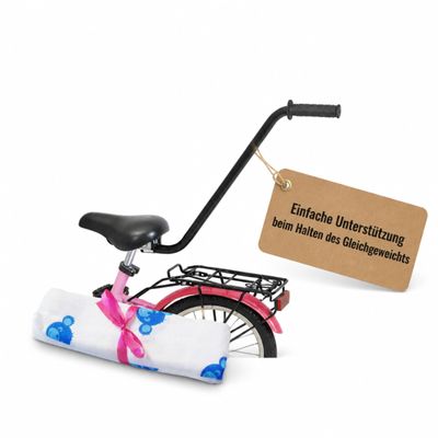 Puky Bicycle Training Aid Saddle with Push Bar, Black & Blaubaer Diaper | Quick Installation, Balance Aid for Children | Compatible with 12–18 in. Puky Bicycles | Ergonomic Design for Parents