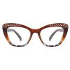 LJCZKA Cat-Eye Blue Light Blocking Glasses for Women, Non-Prescription, Brown Leopard view 3