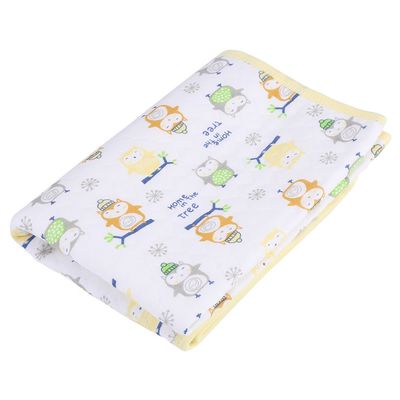 Cotton Changing Pad, Waterproof Baby Mat for Home or Travel (Yellow Trim, M)