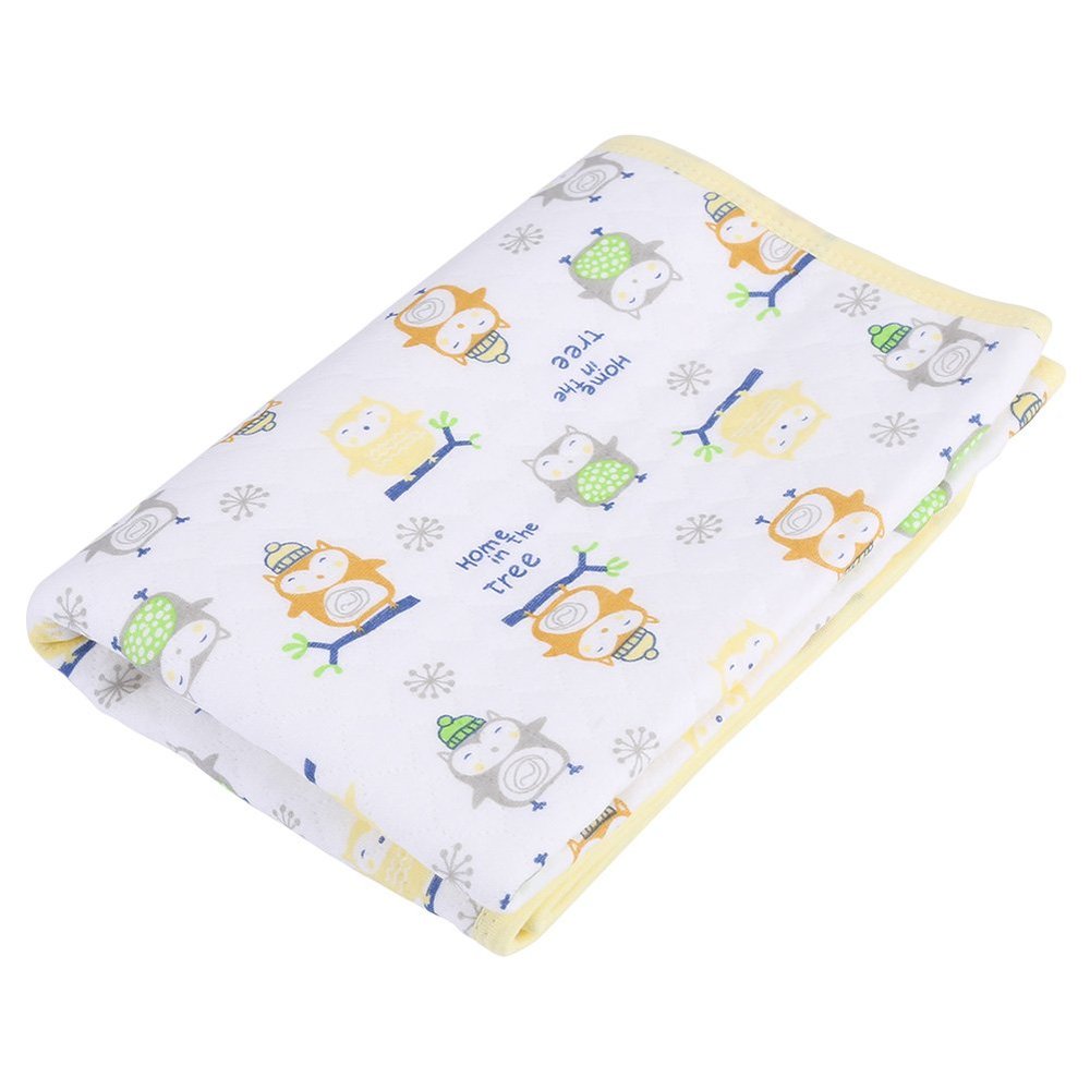 Cotton Changing Pad, Waterproof Baby Mat for Home or Travel (Yellow Trim, M)