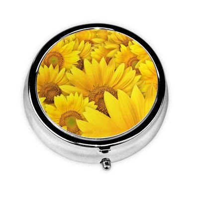 Mini Pill Organizer with Sunflower Design