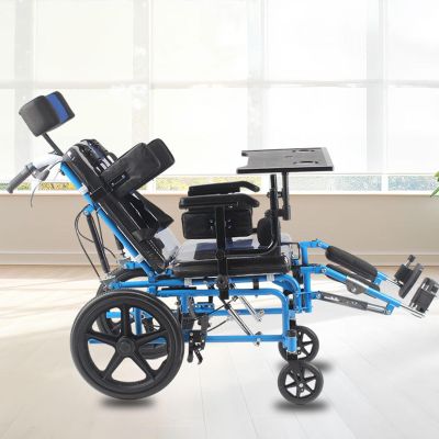 FGQCBBYC Folding Wheelchair, 38.9 cm Seat Width, with All Accessories, Lightweight Portable Adult Wheelchair, Solid Tires, Sport Wheelchair (Blue)