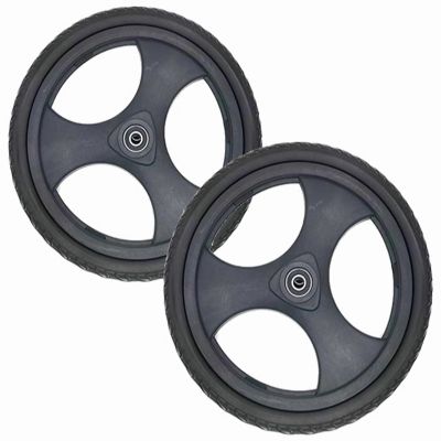 16-Inch Rear Wheels for Manual Wheelchairs, 16 x 1.75 PU Solid Tires, 1/2-Inch Bearings, 2-Pack