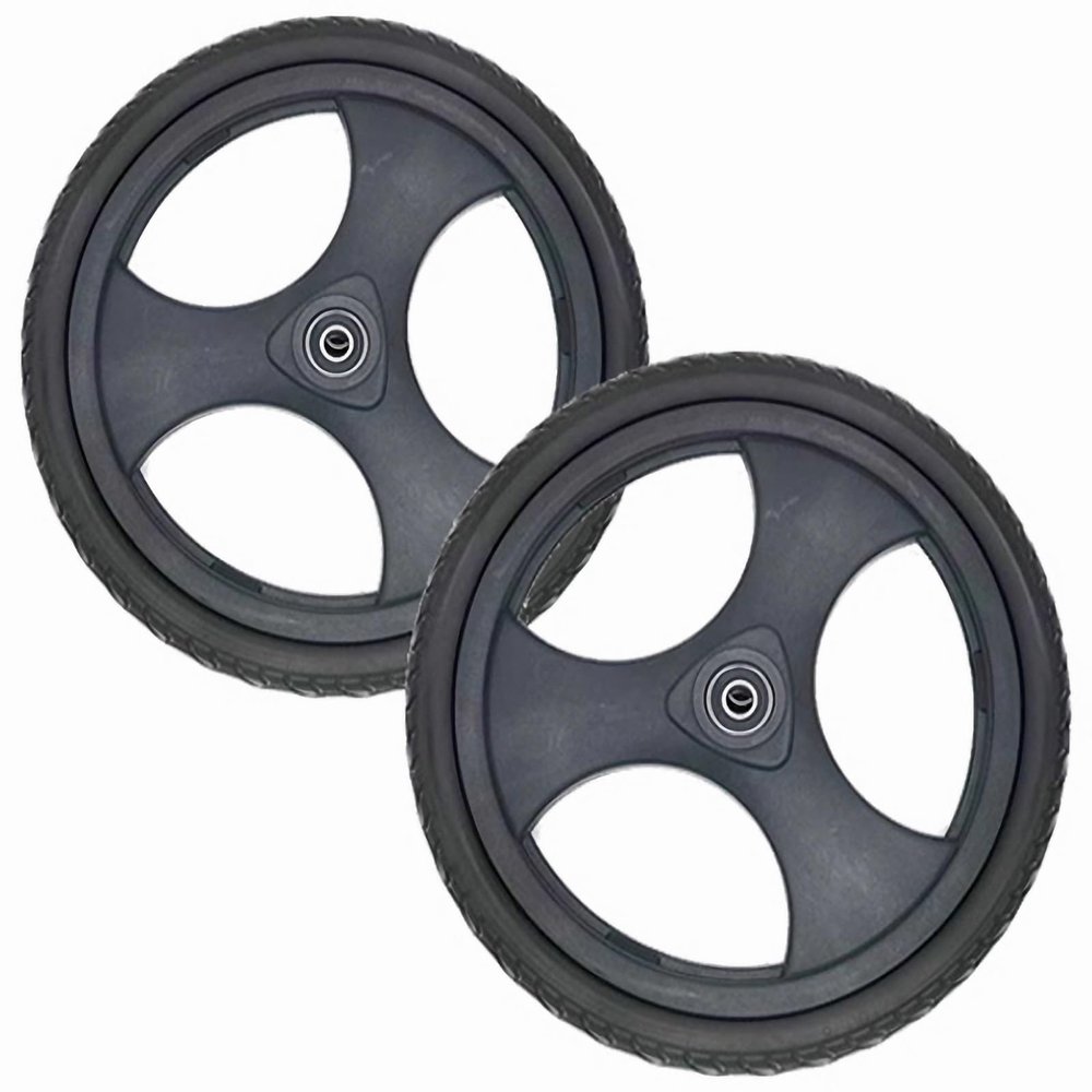 16-Inch Rear Wheels for Manual Wheelchairs, 16 x 1.75 PU Solid Tires, 1/2-Inch Bearings, 2-Pack