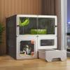 Cat Cage with Litter Box - Sliding Door Design view 1