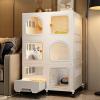 Cat Cage with Litter Box, Indoor Cat Enclosure, DIY Cat Playpen with Casters, Raises Height by 4 cm (Color: view 1
