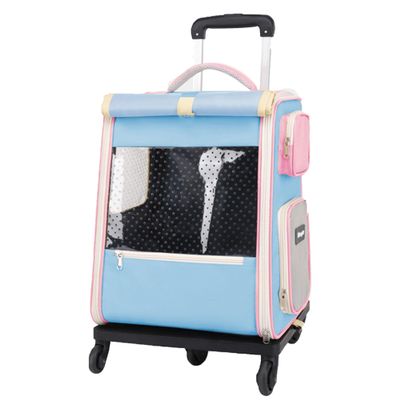 Pet Trolley Carrier, Breathable Rolling Backpack for Small Dogs and Cats