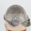 Natural-Looking Men's Hairpiece, Remy Human Hair, Gray-Black Mix, 0.06–0.08 mm Thin Skin Full PU Toupee view 3