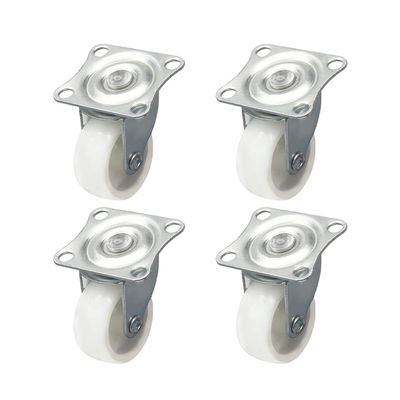 djgkENVQ Chair Casters for Desks, 1.18 in, Nylon, Top Plate Mount, No Brakes, White, 26 lb Capacity, 4 pcs