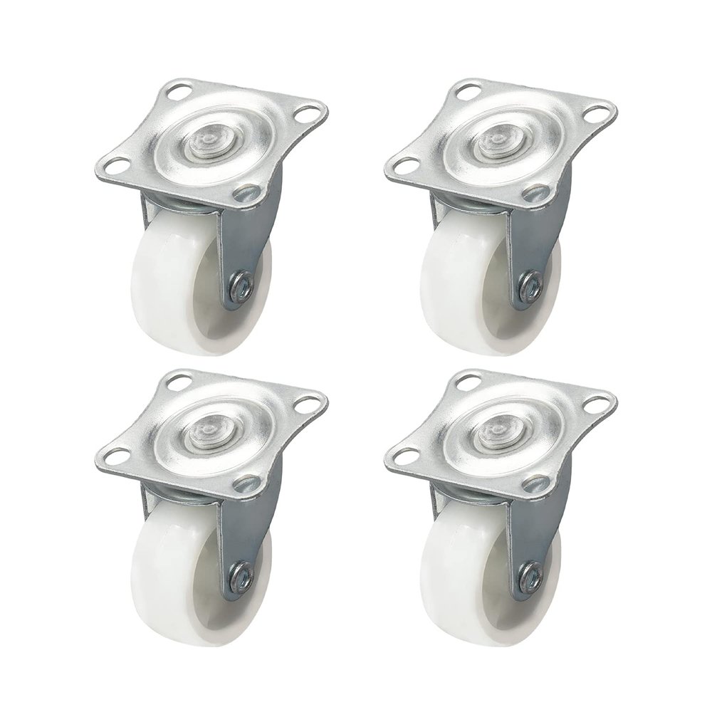 djgkENVQ Chair Casters for Desks, 1.18 in, Nylon, Top Plate Mount, No Brakes, White, 26 lb Capacity, 4 pcs