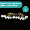 Trimming Shop 18-Piece Mixed-Size Pearl Hair Pins with Gold-Tone Pins view 3