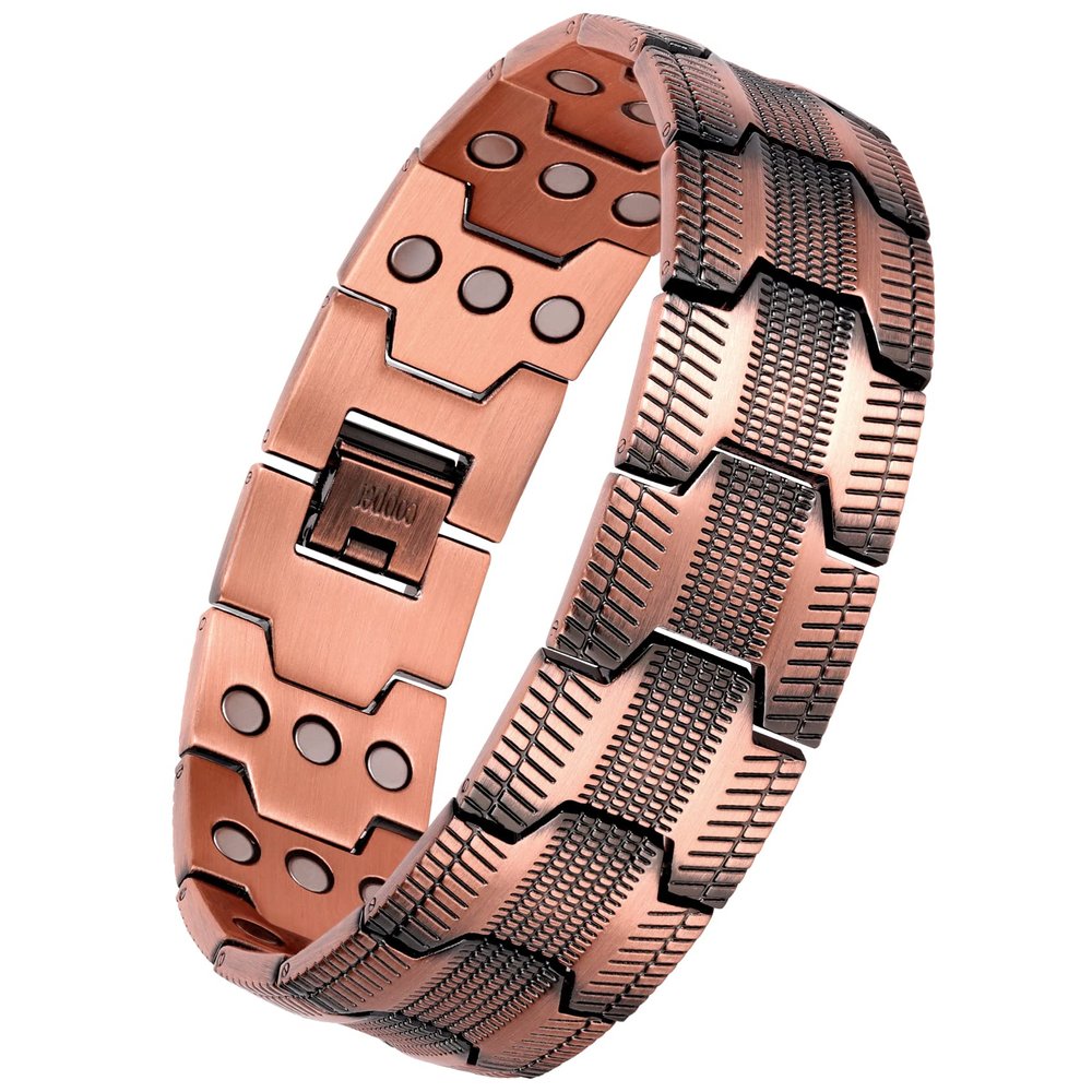 Jeracol Men's Copper Bracelet with 3 Ultra-Strong Magnets, 99% Pure Copper, Masculine Design, Size Adjustment Tool and Gift Box