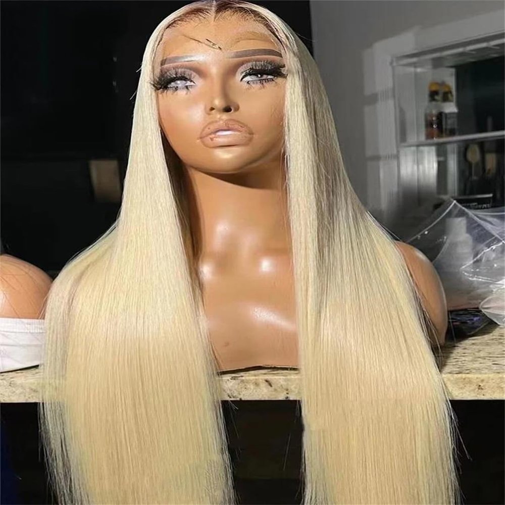 Brazilian Straight Lace Front Human Hair Wig for Women, Glueless, 1B/613, 13x6 Frontal, 32 Inches, 180% Density