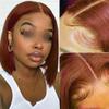 Short Brown Peruvian Straight Lace-Front Human Hair Bob Wig view 3