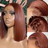 Short Brown Peruvian Straight Lace-Front Human Hair Bob Wig view 4