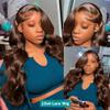 Body Wave Lace Front Human Hair Wig, Lace Frontal Glueless Natural Hair Wig, Synthetic Wig, 13x6 Lace Wig, 24 Inches, #250 Density view 4