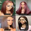Transparent Lace Wig for Women, Short, Glueless, Straight, Synthetic Hair, Shoulder-Length, Reddish Brown, 16 Inches, 180% Density view 3