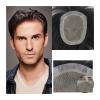 Men's Natural-Looking Human Hair Toupee, Silk Base, Straight Hair view 1