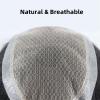 Men's Natural-Looking Human Hair Toupee, Silk Base, Straight Hair view 4