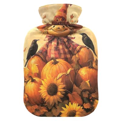 Hot Water Bottle with Cute Birds and Sunflowers, Soft Cover and Bed Warmer, Menstrual Cramp Relief, 2 L
