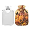 Hot Water Bottle with Cute Birds and Sunflowers, Soft Cover and Bed Warmer, Menstrual Cramp Relief, 2 L view 2