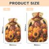 Hot Water Bottle with Cute Birds and Sunflowers, Soft Cover and Bed Warmer, Menstrual Cramp Relief, 2 L view 3