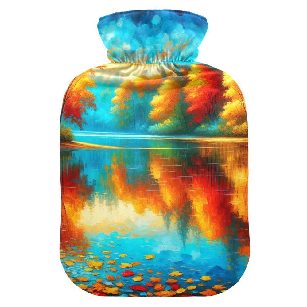 Hot Water Bottle with Autumn Lake Reflection, 1 L
