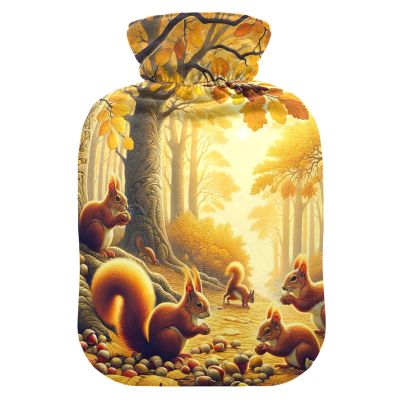 Herbststichhrner Wald Hot Water Bottle with Soft Cover, 2 L