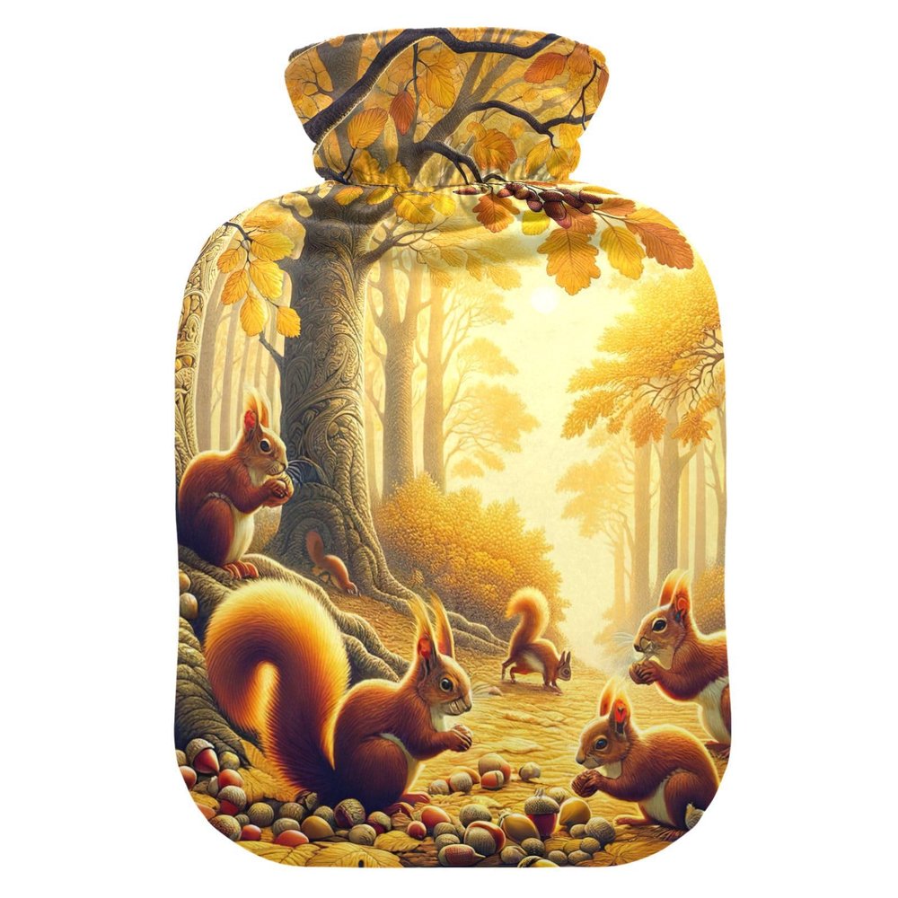 Herbststichhrner Wald Hot Water Bottle with Soft Cover, 2 L