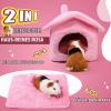 ONEJU Guinea Pig House with Detachable Plush Roof, Pink view 2