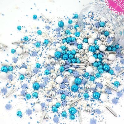 Streusel Glück Christmas Snow Magic Sprinkles, White, Blue & Silver, 180 g