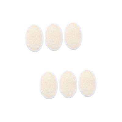 FRCOLOR 2 Sets Bath Shower Loofah Sponge Puff Set, Natural Exfoliating Sponge with Fabric Back, 3 Pieces x 2