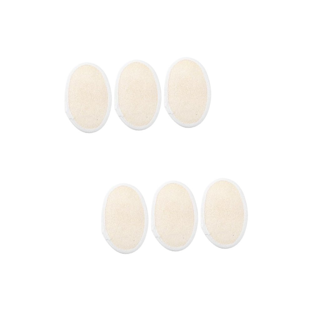 FRCOLOR 2 Sets Bath Shower Loofah Sponge Puff Set, Natural Exfoliating Sponge with Fabric Back, 3 Pieces x 2