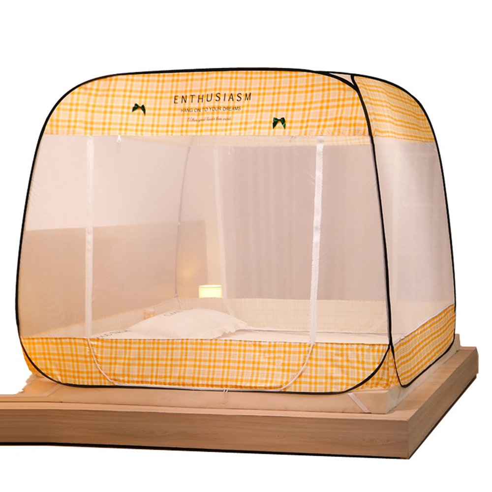 GLMGBP Pop-Up Mosquito Net Tent with Floor, Foldable Canopy for Bedrooms and Outdoor Trips, Washable, for Single to King-Size Beds