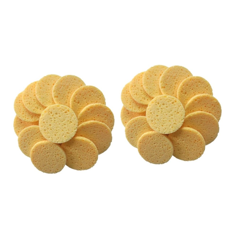 Baluue 40-Piece Skin-Friendly Makeup Cotton Pads, Round Compressed Cellulose Facial Cleansing Sponges