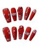 Handmade Nail Art, New Year's Design, Armor-Inspired, Fortune Red, Removable Artificial Nails (S) view 1