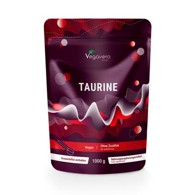 100% Pure Taurine Powder | 3,000 mg | 1 kg with Measuring Scoop | Vegan & Additive-Free | Up to 3 Years' Supply | Made in Germany by Vegavero