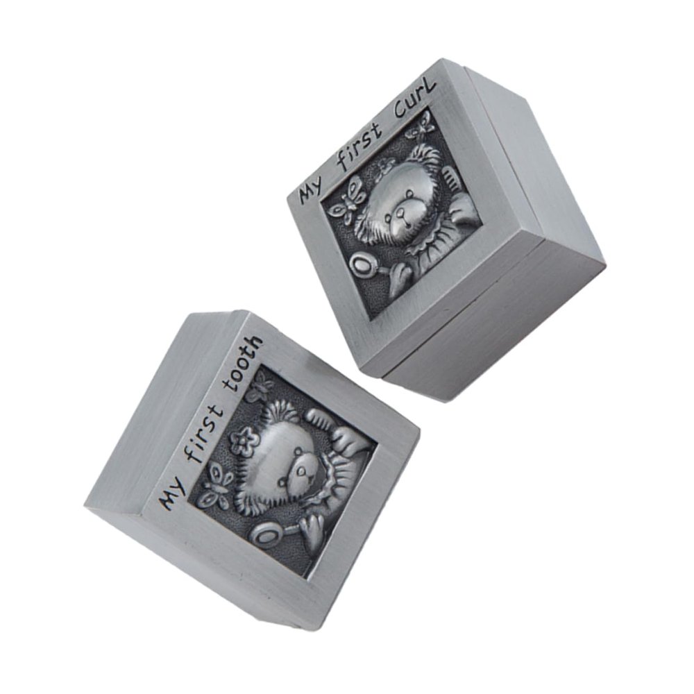 Silver-Alloy Baby Tooth Keepsake Box, 1 Pair